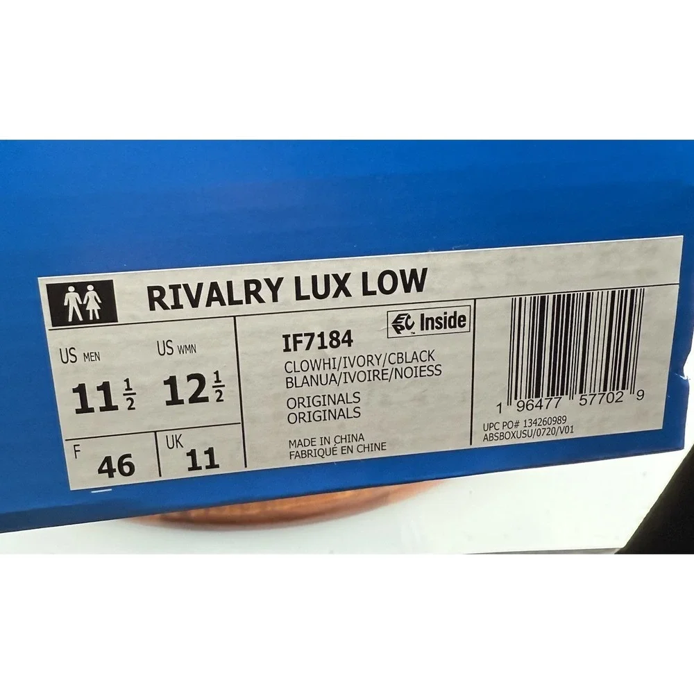 Adidas Rivalry‎ Leather Lux Low Sneakers Cream White/Alumina Men's 11.5/W12.5